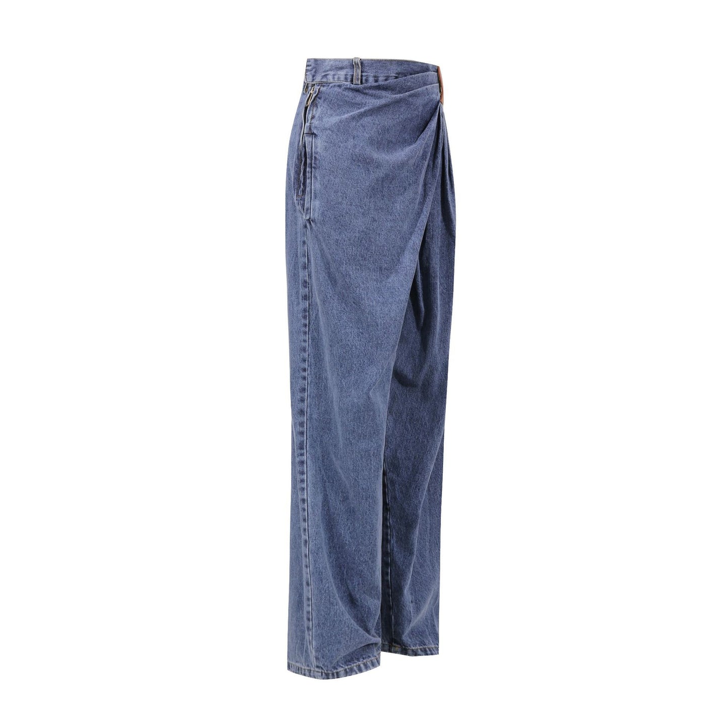 Women's Fashion Personality Summer Trendy Pleated Stitching Jeans