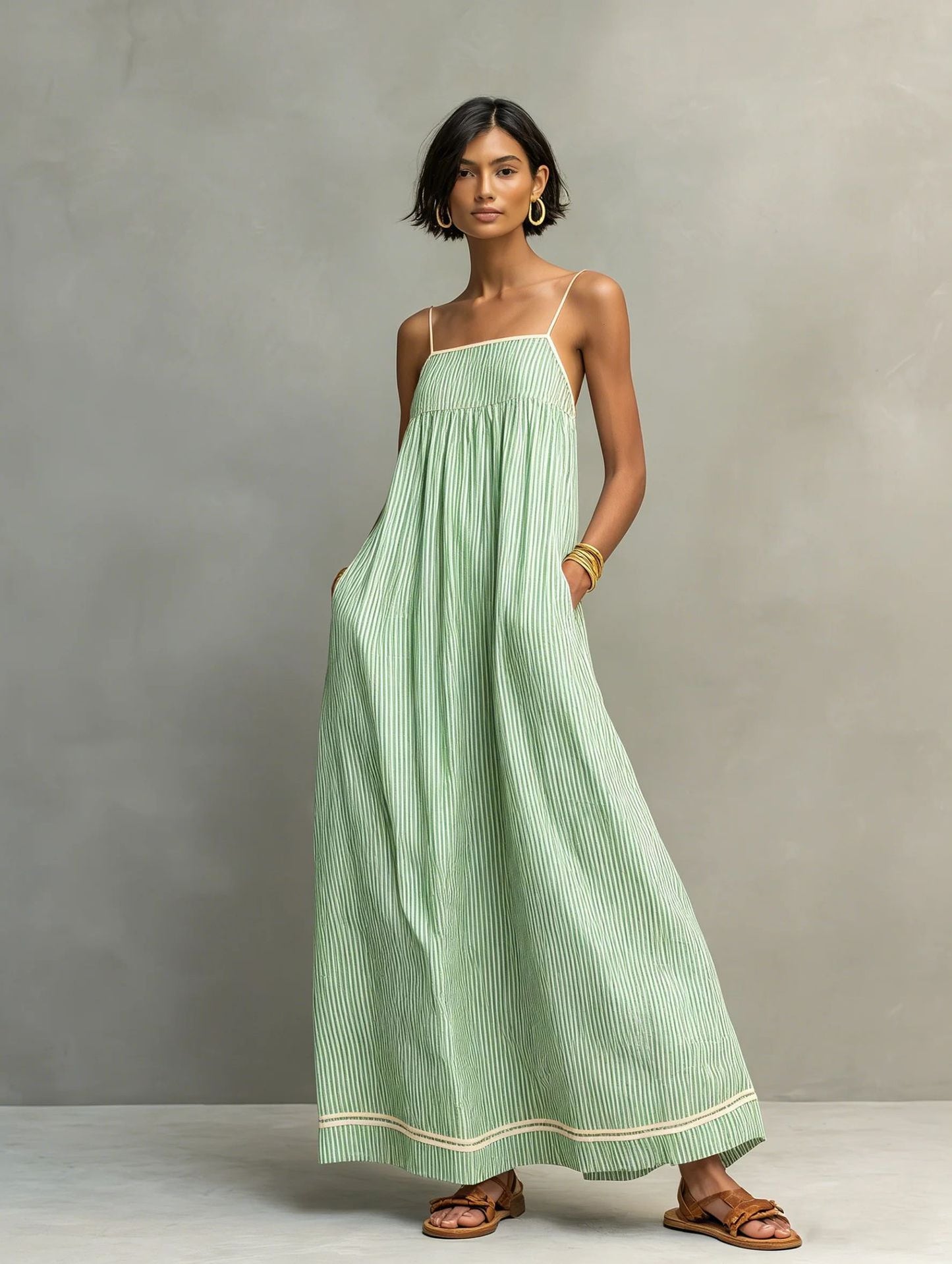 Women's Summer Fashion Casual Spaghetti Straps Sleeveless Dress