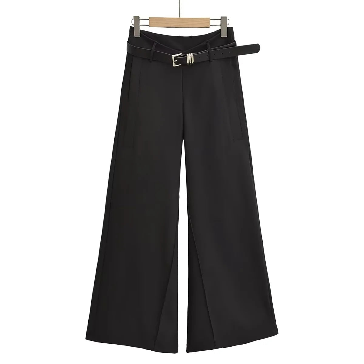 Women's Black V-shaped Low Waist Casual Legs Of Trousers Pants