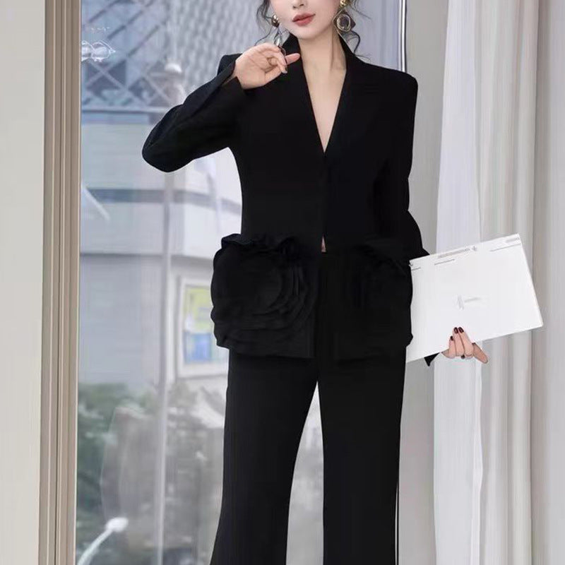 Elegant Three-dimensional Flower Autumn High-grade Design Blazers