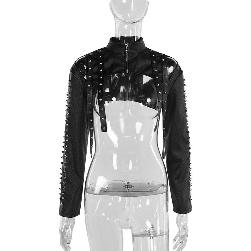 Women's Autumn Temperament Sexy Slim Rivet Smock Jackets