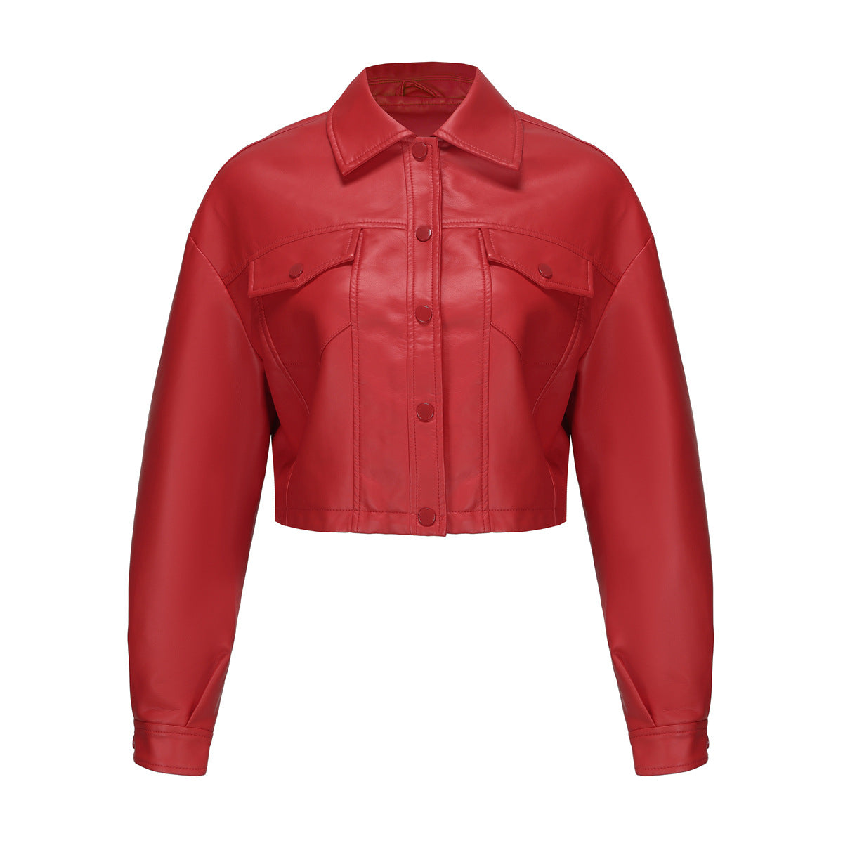 Women's Loose Casual Leather Long-sleeved Single-breasted Lapel Jackets