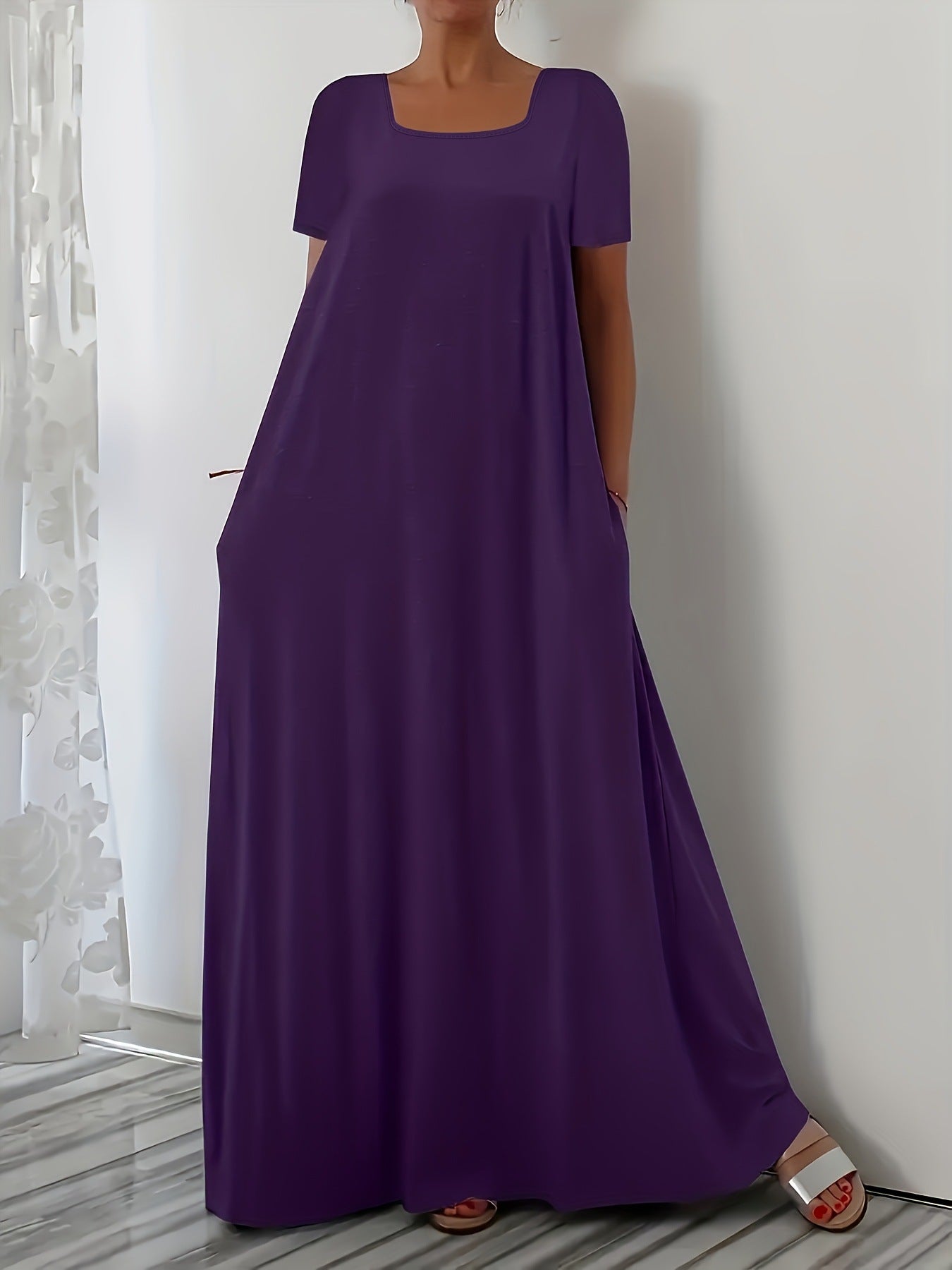 Dress Casual Loose Sleeves Solid Color Dresses