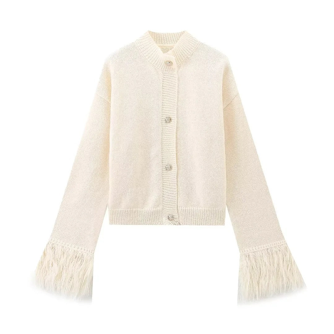 Women's Fashion Classy Cuff Fur Stitching Sweaters