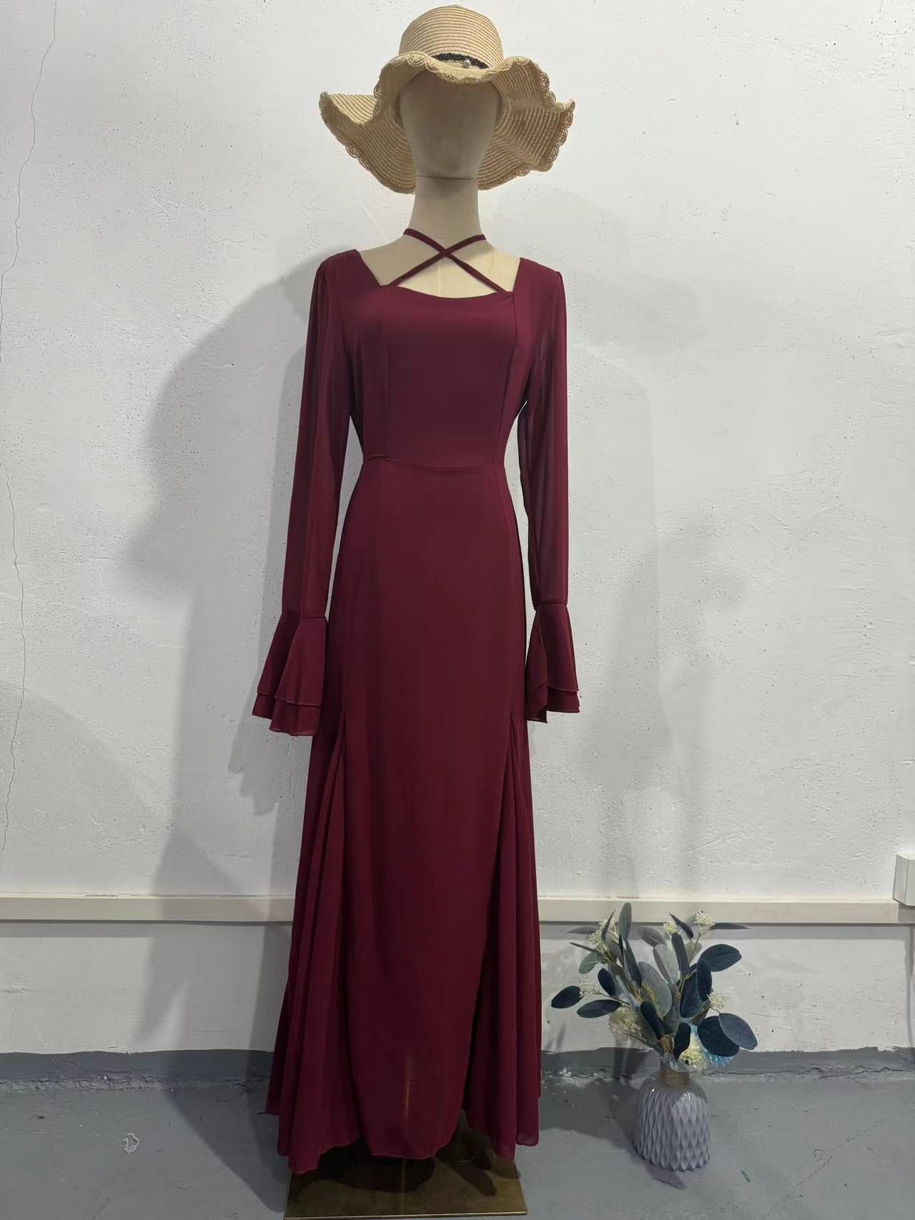 Autumn Gentle Chiffon Ruffled Elegant Tied Dresses
