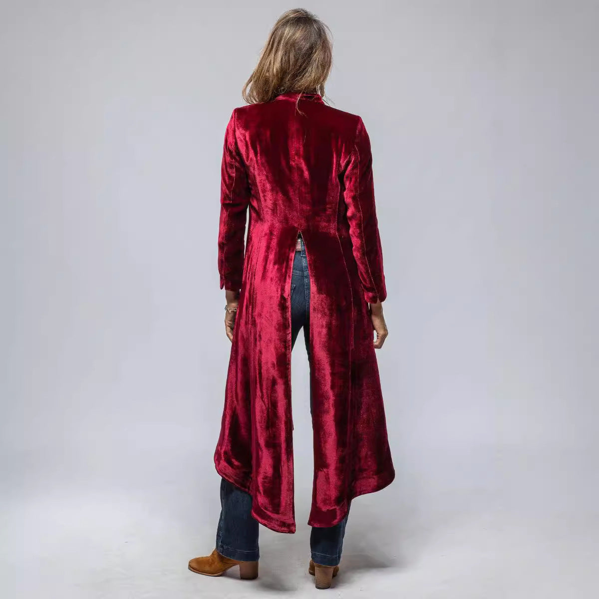 Women's Veet Long Solid Color Retro Split Trench Coats