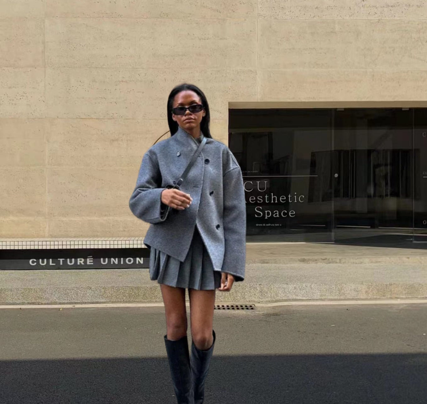 Women's Vintage Brown Woolen Double Breasted Thick Jackets