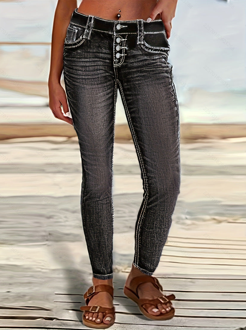 Women's Stretch Slimming Versatile Embroidered Skinny Jeans