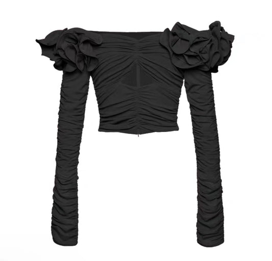 Summer Niche Design Two-way Three-dimensional Flower Slim Blouses