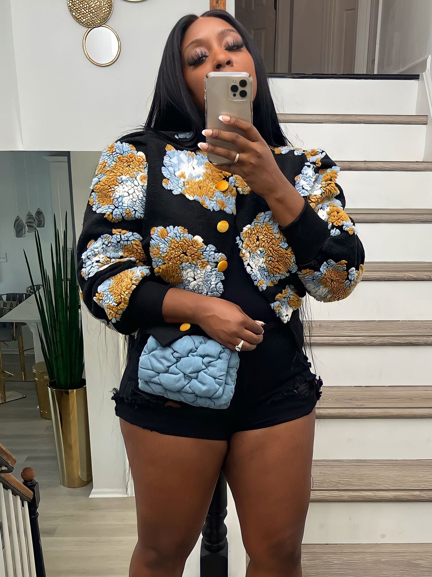 Retro Three-dimensional Flower Loose Temperament Single-breasted Cardigans