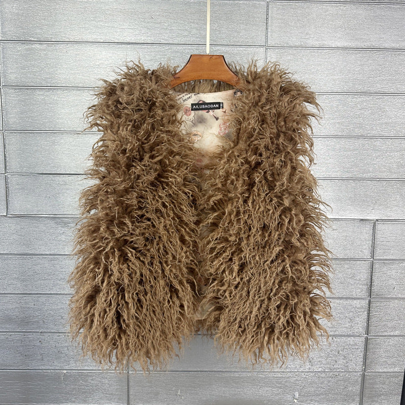 Women's Sheep Fur Environmental Protection Artificial Wool Coats