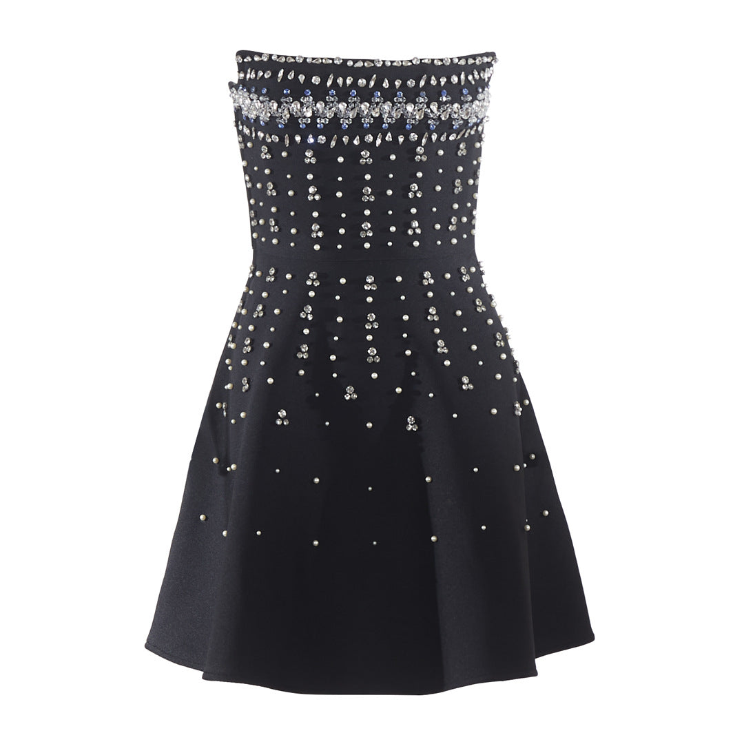 Women's Embellished Tube Cinched Waist Bandage Dress Fashionable For Clothing