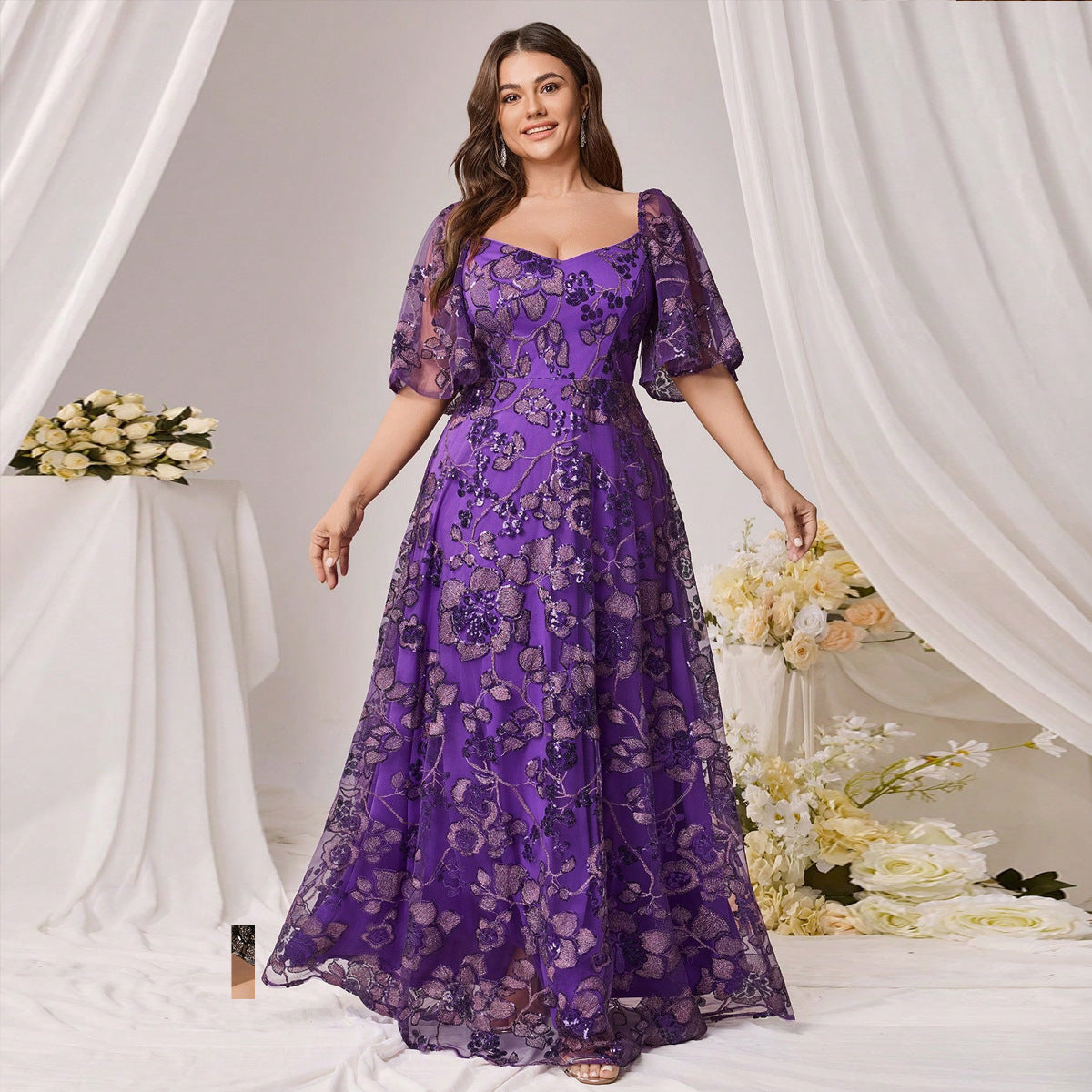 Women's Large Dress Sequined Printed Fat Dresses