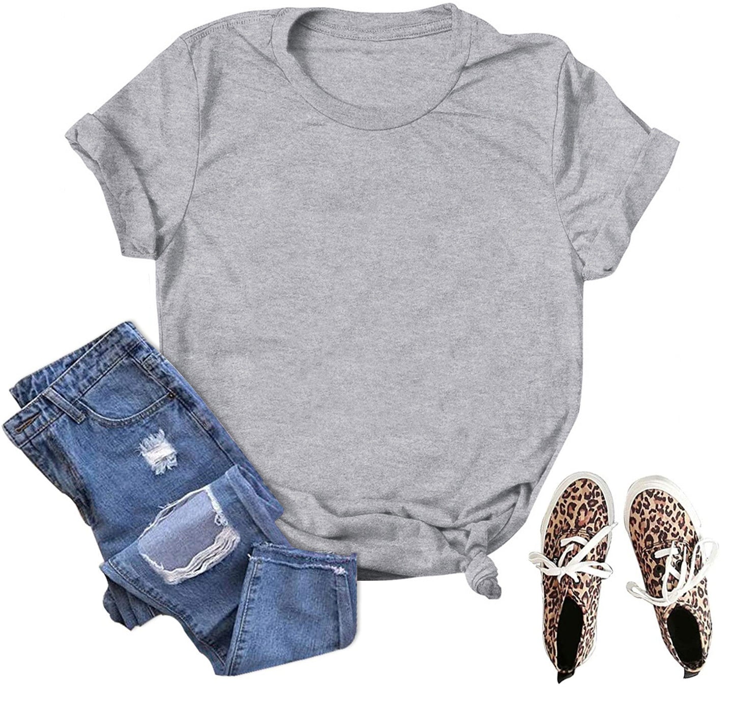 Women's & Men's & Solid Color Blank Loose T-shirt Blouses