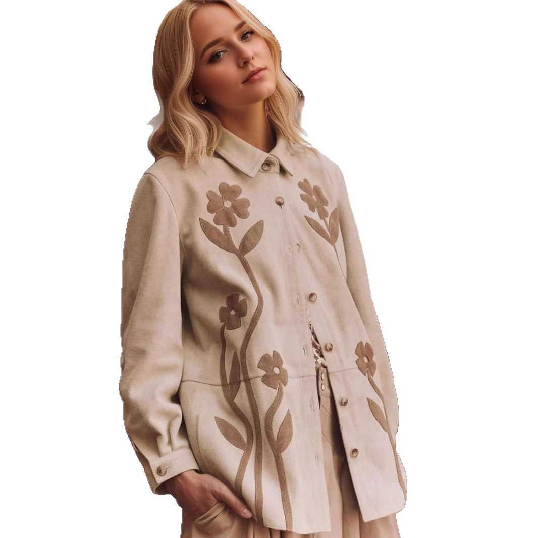 Fashion Autumn Vintage Floral Composite Lapel Blouses
