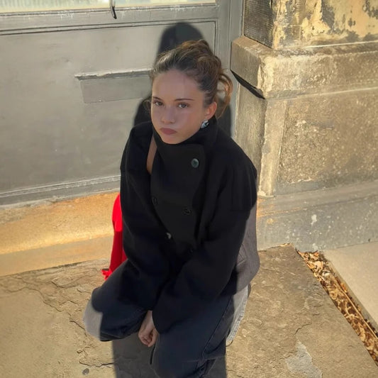 Women's Quality Stand Collar Double Breasted Pocket Coats