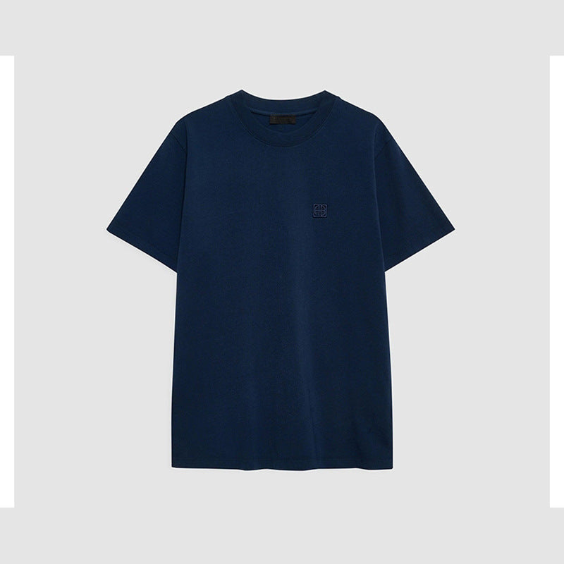 Women's North American Niche Classic Embroidery Navy Blue Cotton Blouses