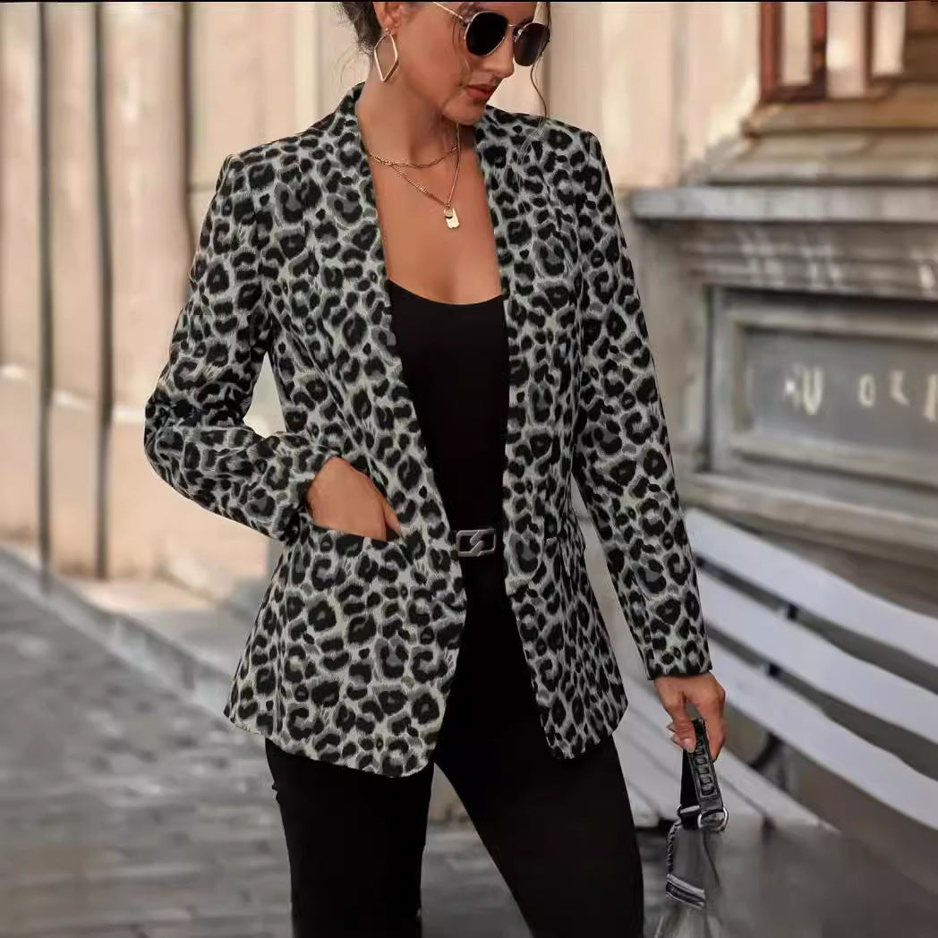Trendy Stylish Versatile Fashion Leopard Print Blazers