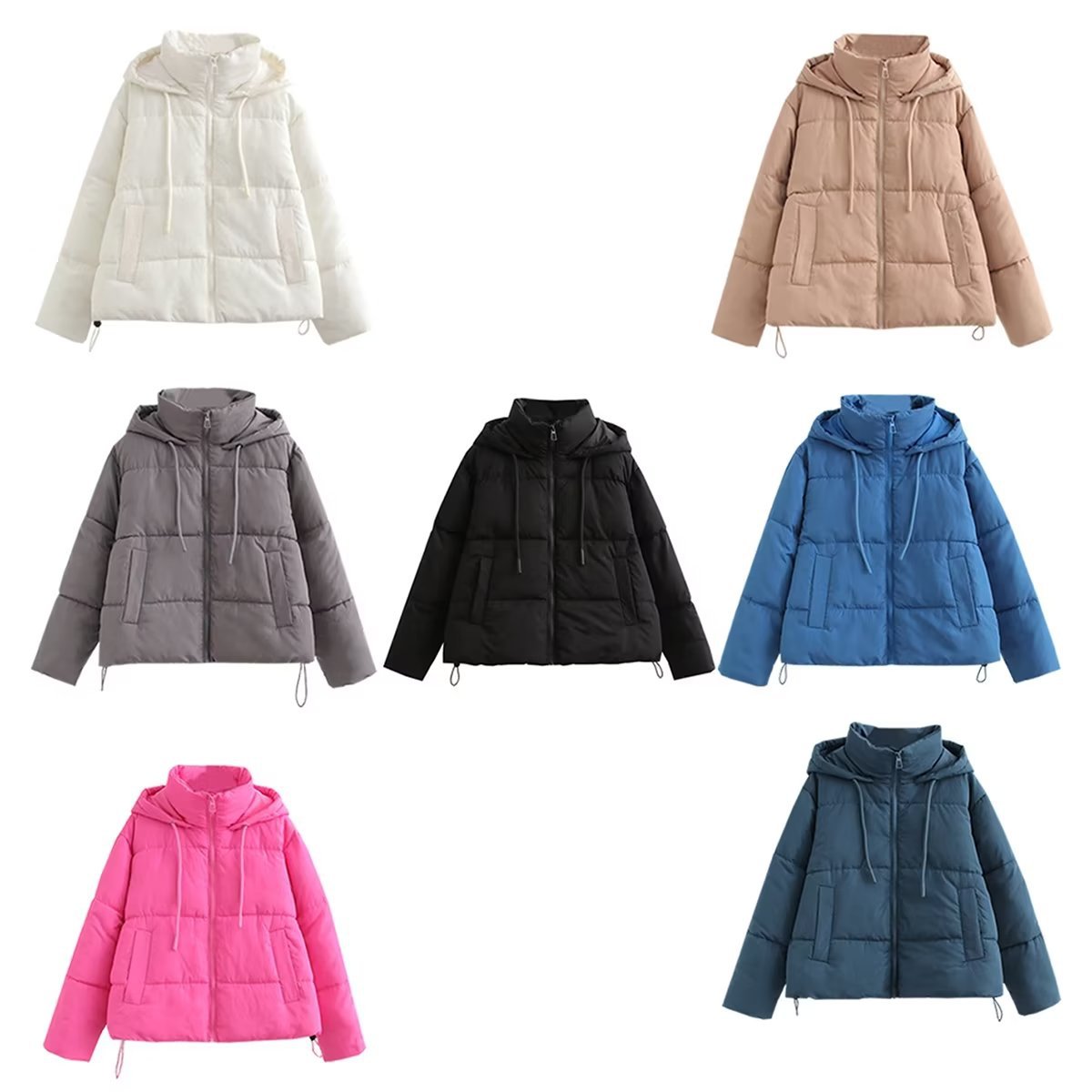 Women's French Style Seven Colors Hood Cotton Coats