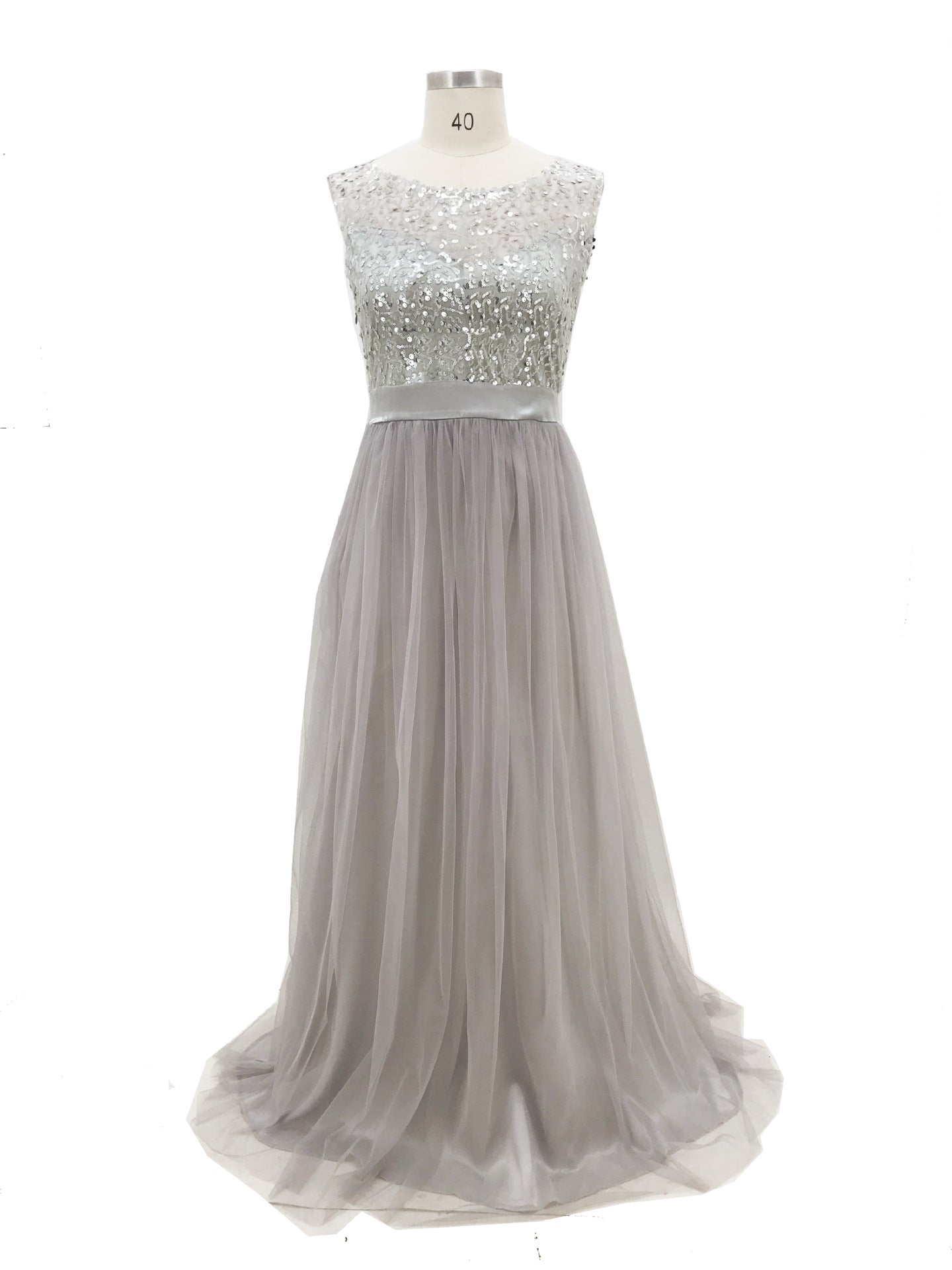 Women's Elegant Mesh Sleeveless Sequined Dress Wedding Dresses