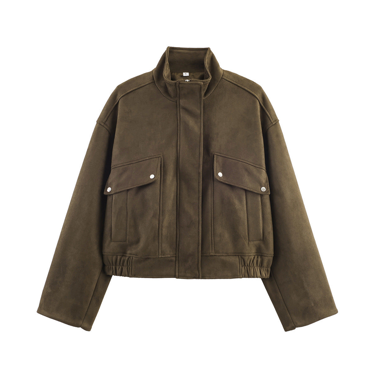 Women's Fashion Loose Zipper Ornament Stand Collar Jackets