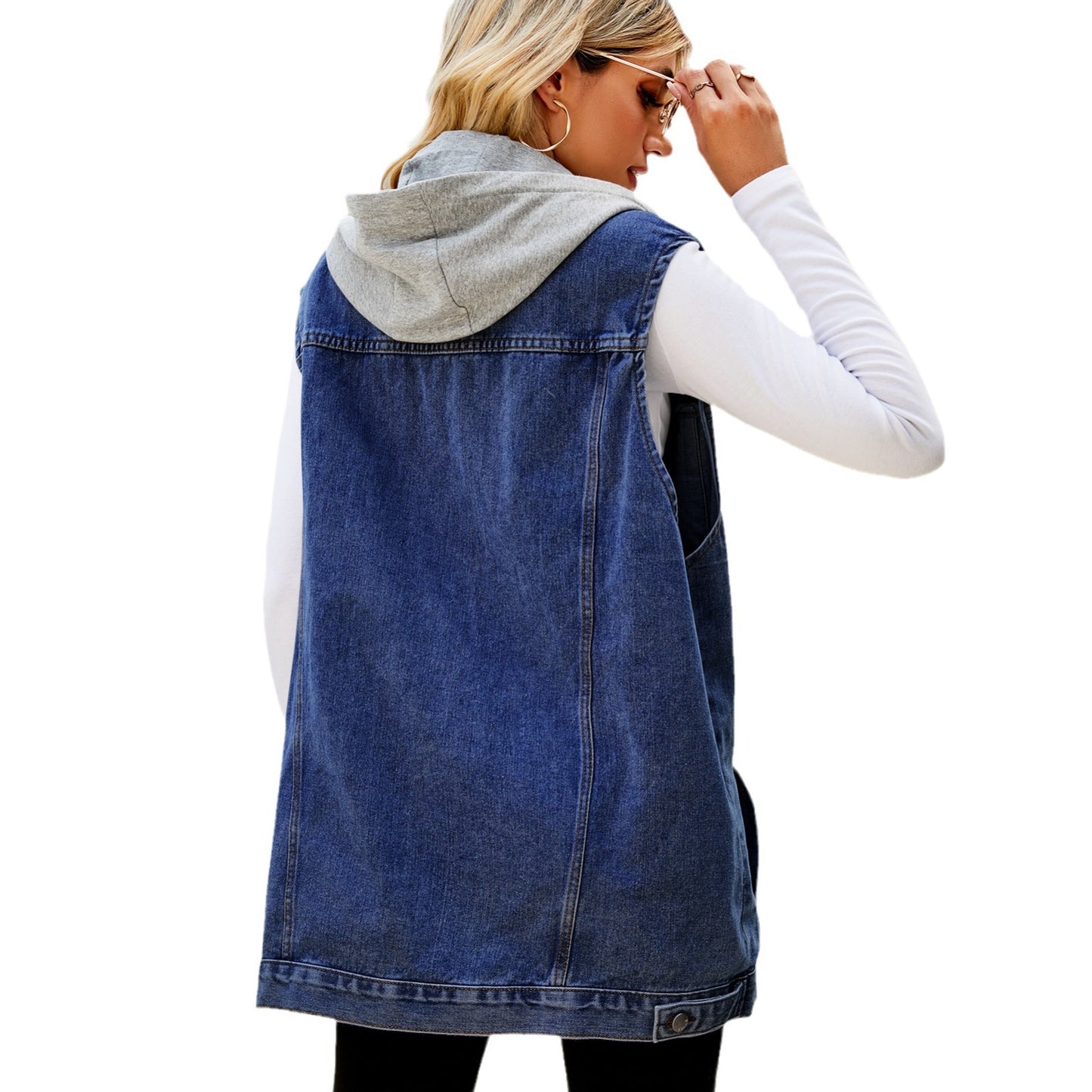 Women's Spring Classic Washed Denim Waistcoat Vests