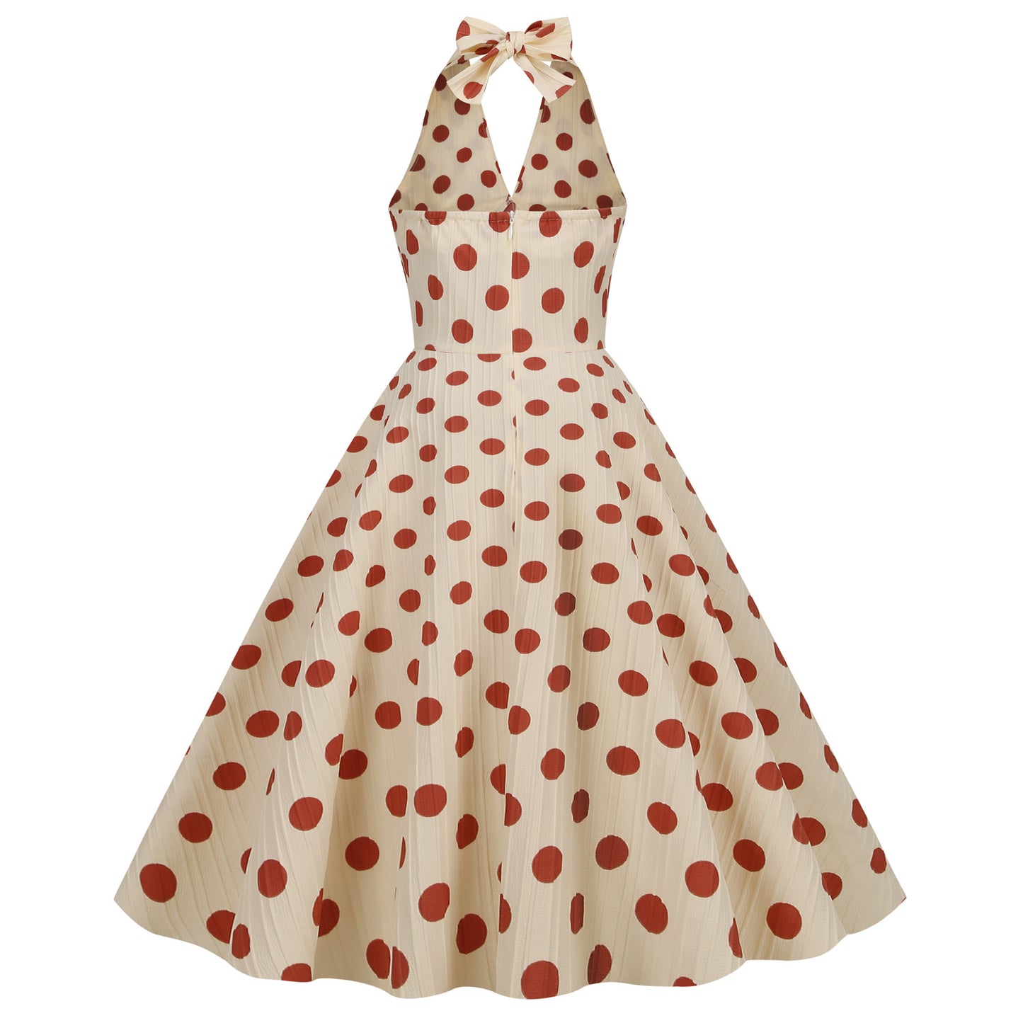 Women's Retro Hepburn Style High Waist Polka-dot Dresses