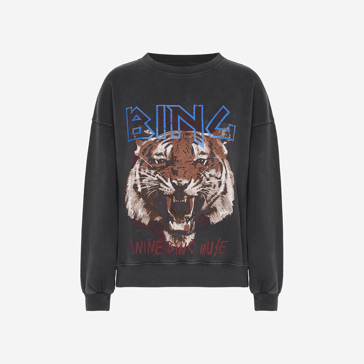 Women's Niche Tiger Head Chalk Digital Printing Washed Fried Sweaters