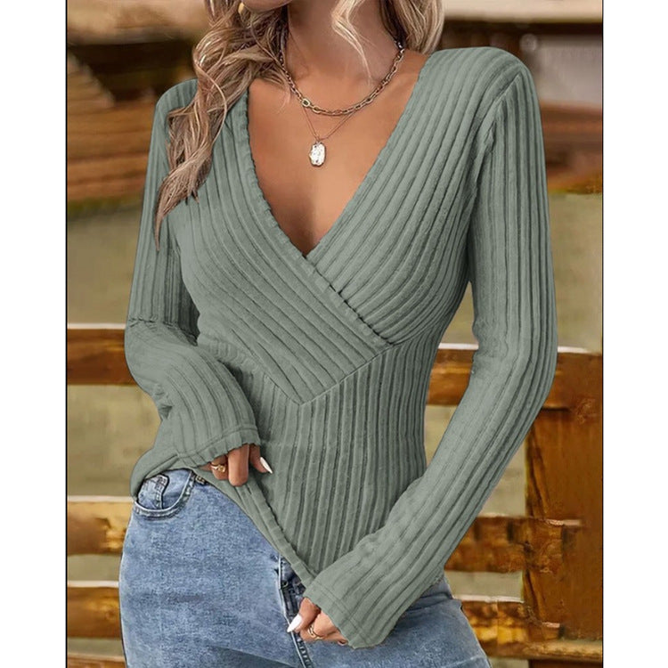 Women's Style Elegant Pullover Long Sleeve Bottoming Blouses