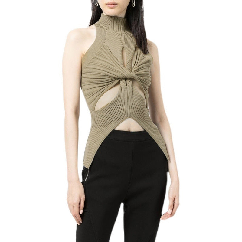 Women's Summer Turtleneck Sleeveless Irregular With Personality Tops