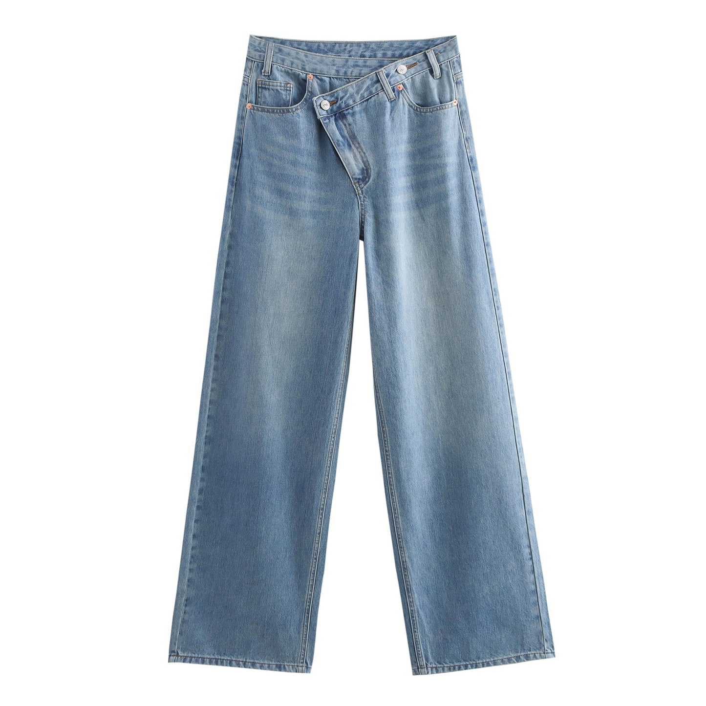 Double Breasted Waist Of Trousers Wide Jeans