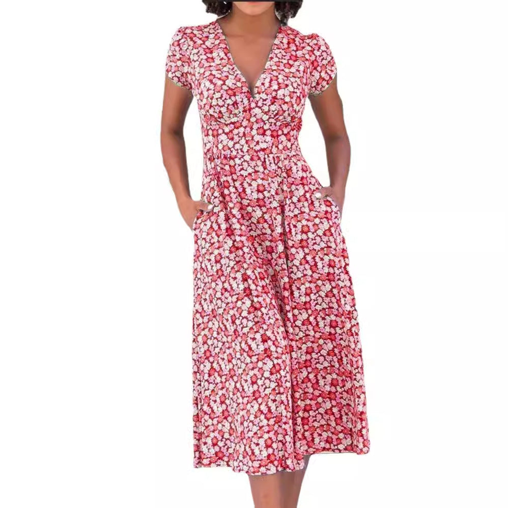 Women's Charming Print Pockets Bohemian Dress Dresses