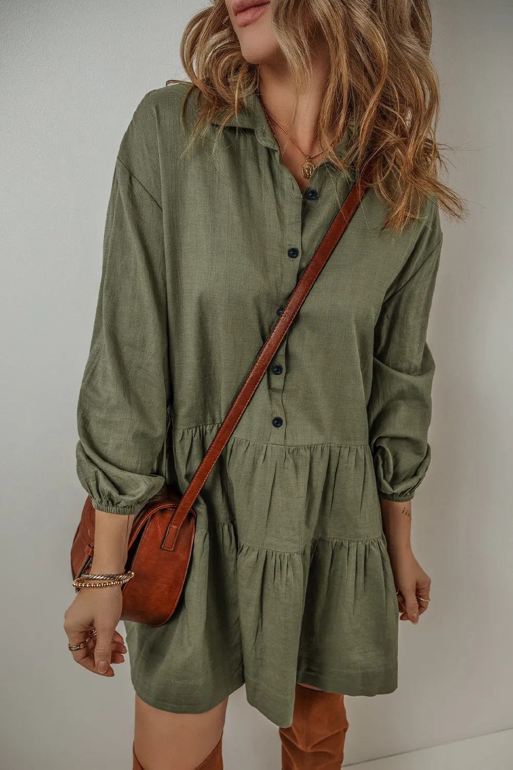 Women's Solid Color Fashion Long-sleeved Stitching Dress