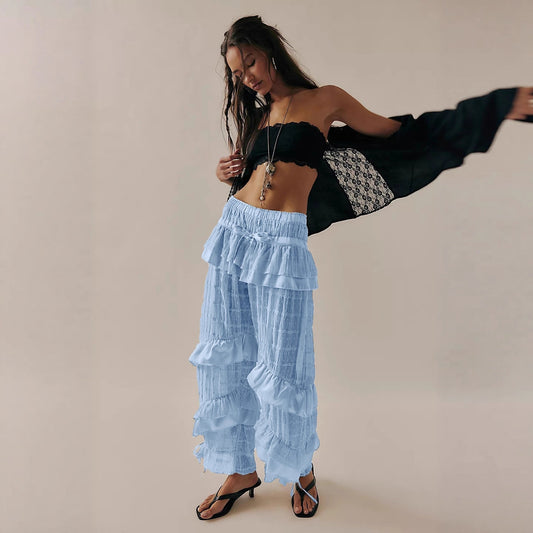 Lace Stitching Loose Trendy Hot Low Pants
