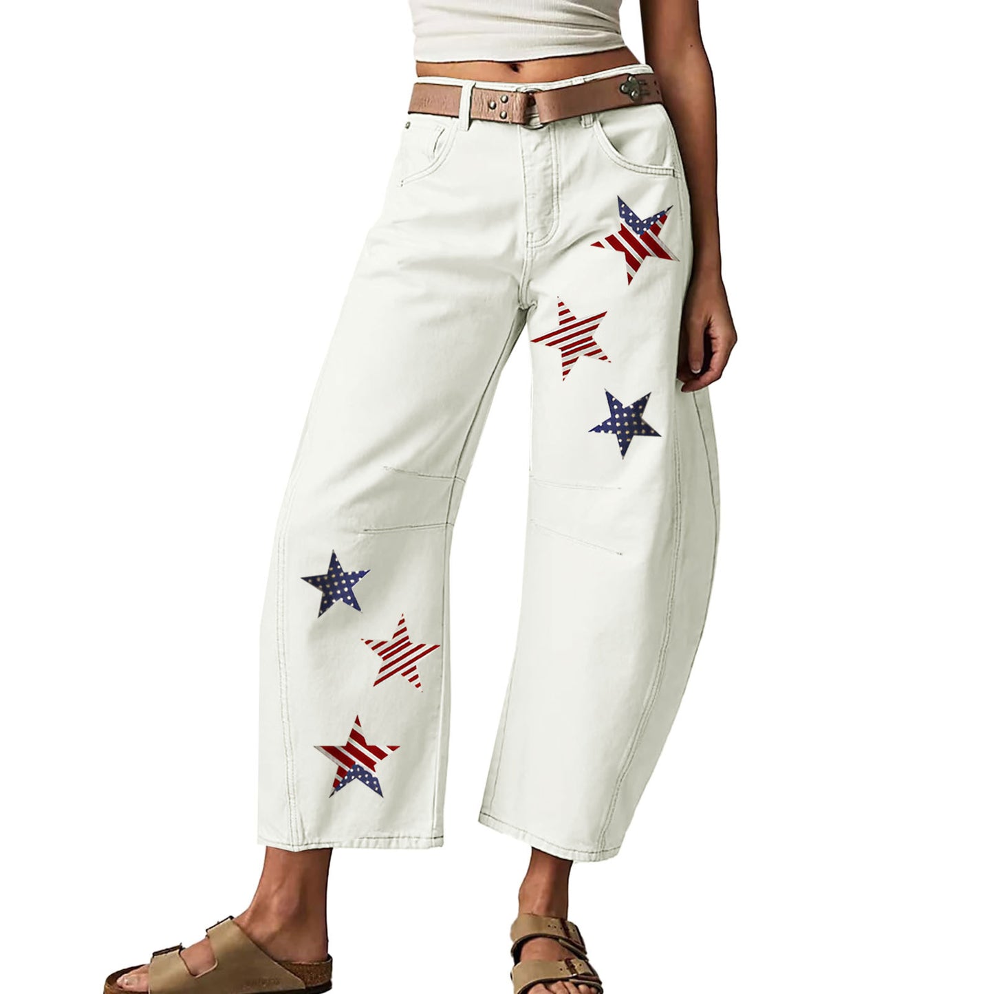 Fashionable Printed Loose Casual Slim Stretchy Jeans