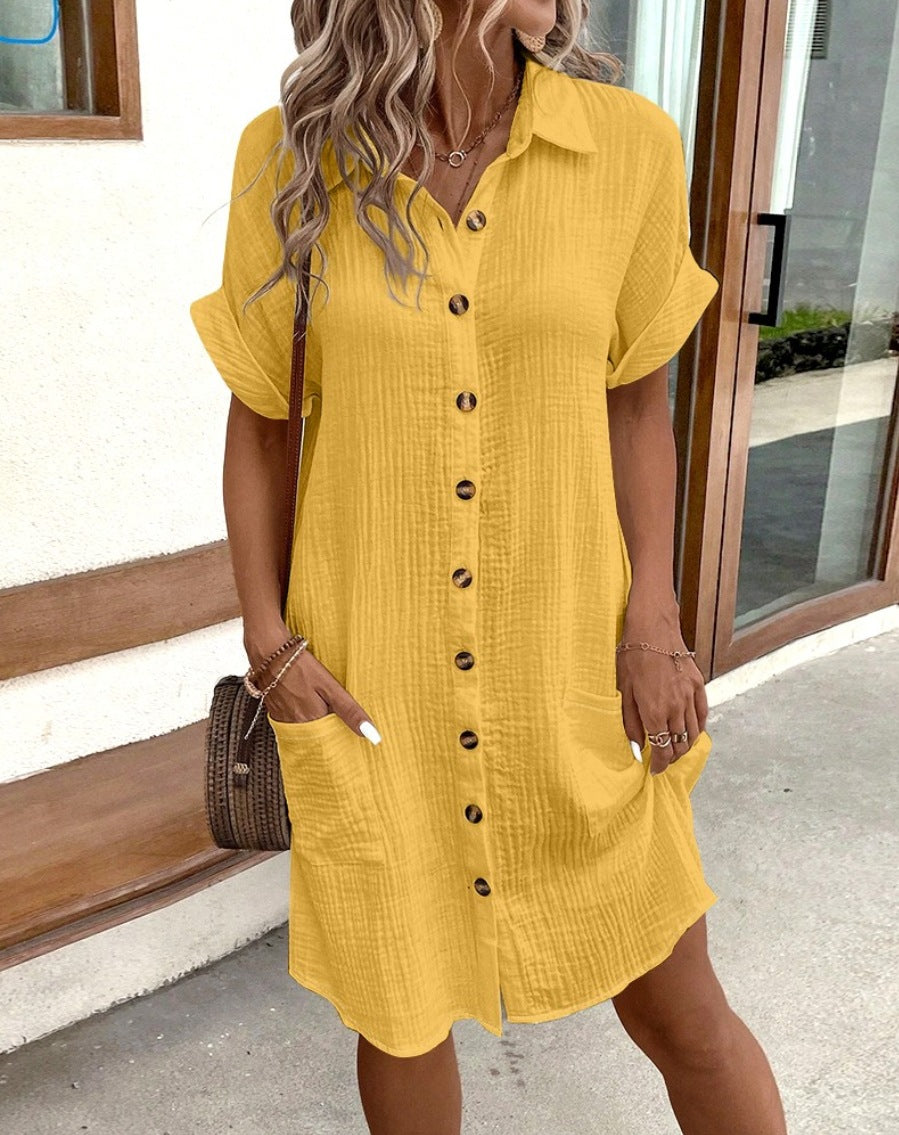 Women's Graceful Summer Simple Buttons Dress Dresses