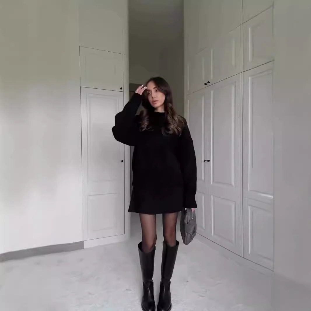 Women's Autumn Pure Color Casual Versatile College Dresses
