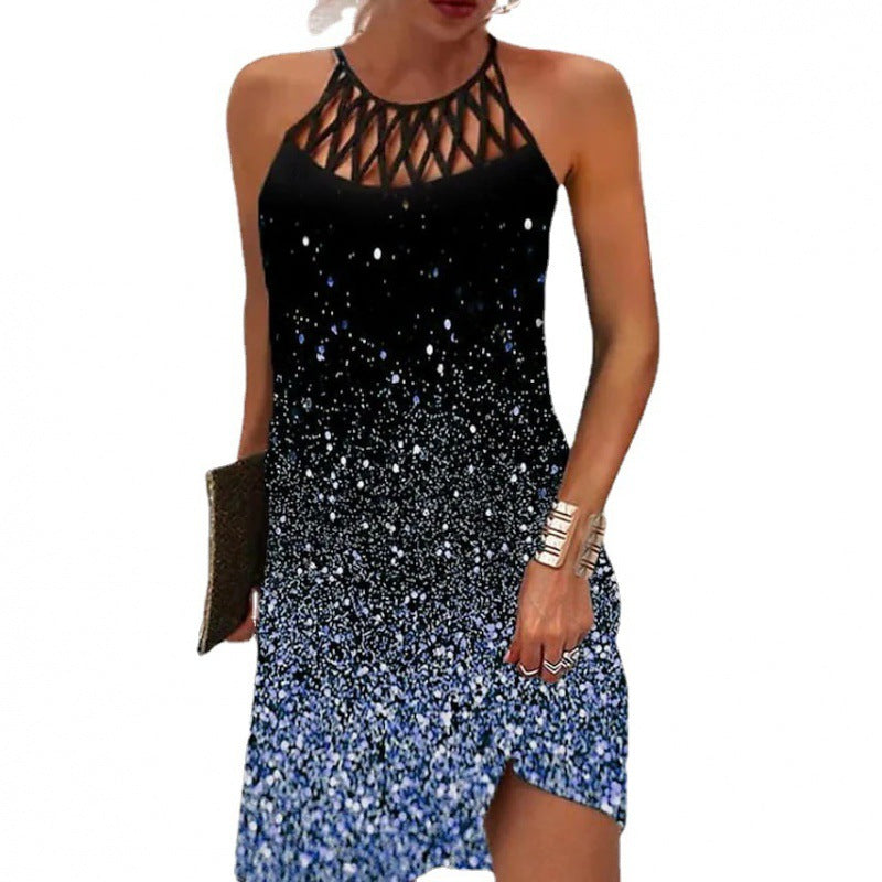 Women's Summer Round Neck Collar Sleeveless Halter Dresses