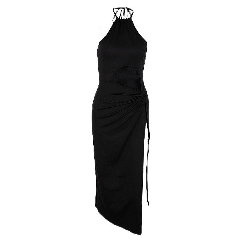 Women's Autumn Sexy Cutout High Slit Halter Dresses