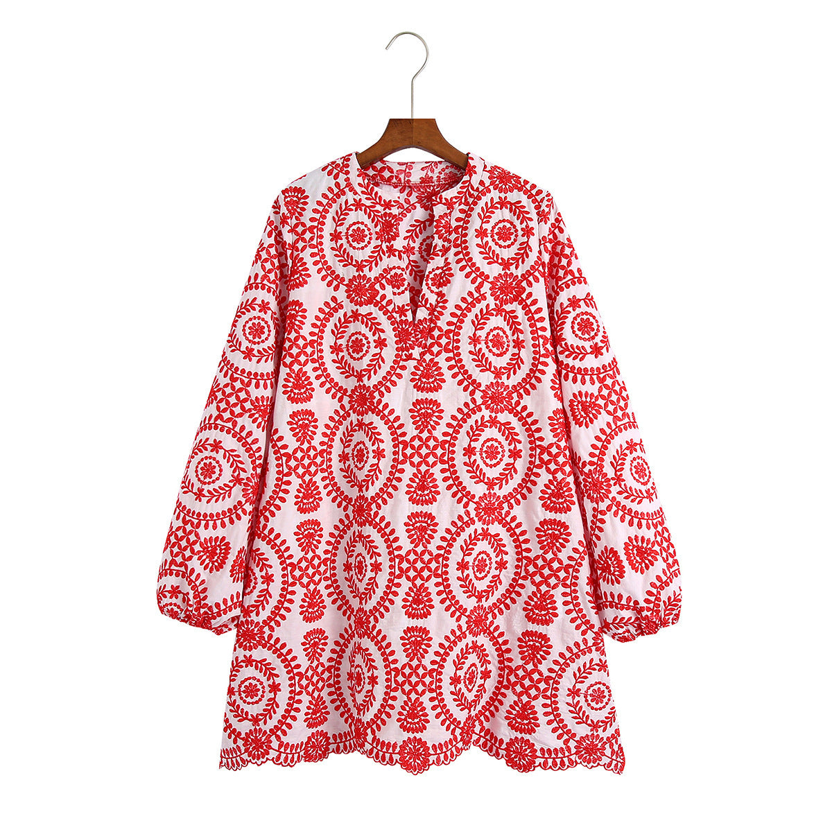 Women's Long Sleeve Loose Embroidery Dress Dresses