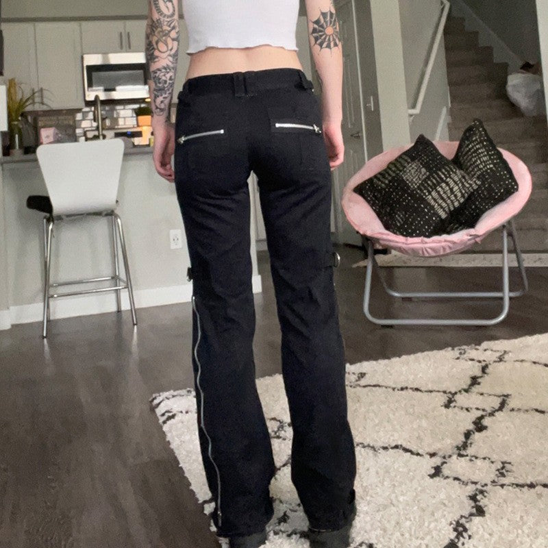 Cool Hot Low Waist Zipper Straight Pants