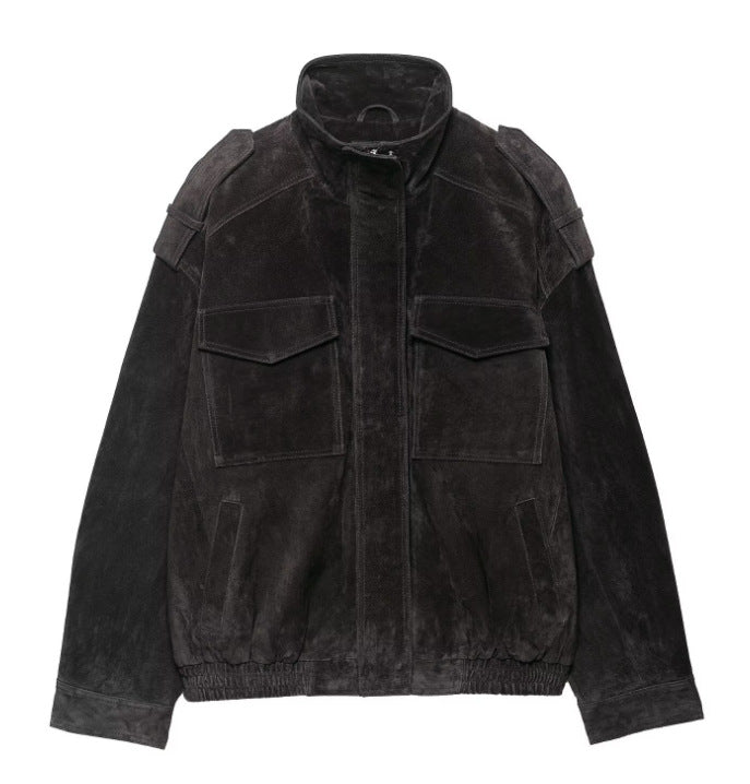 Women's Trendy Fashion Suede Textured Leather Jackets