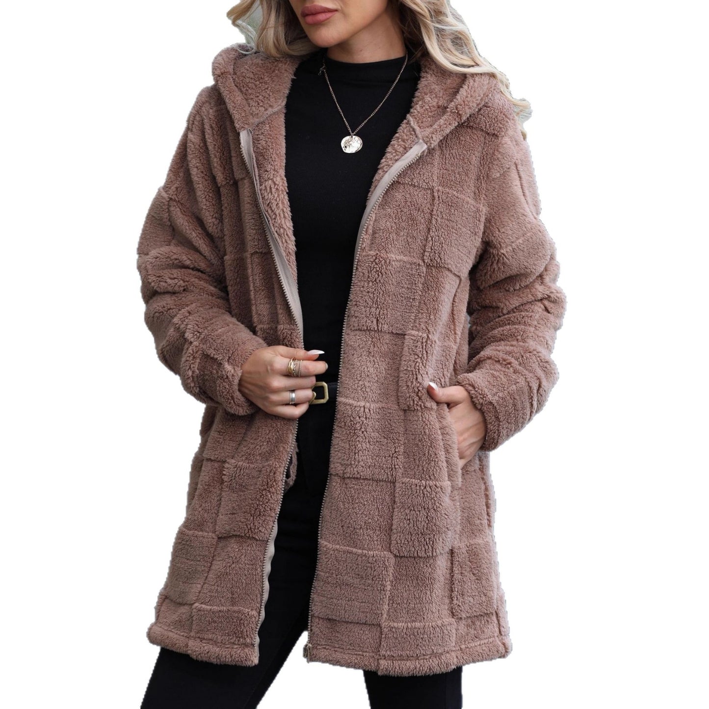 Women's Stylish Loose Hooded Long Plush Coats