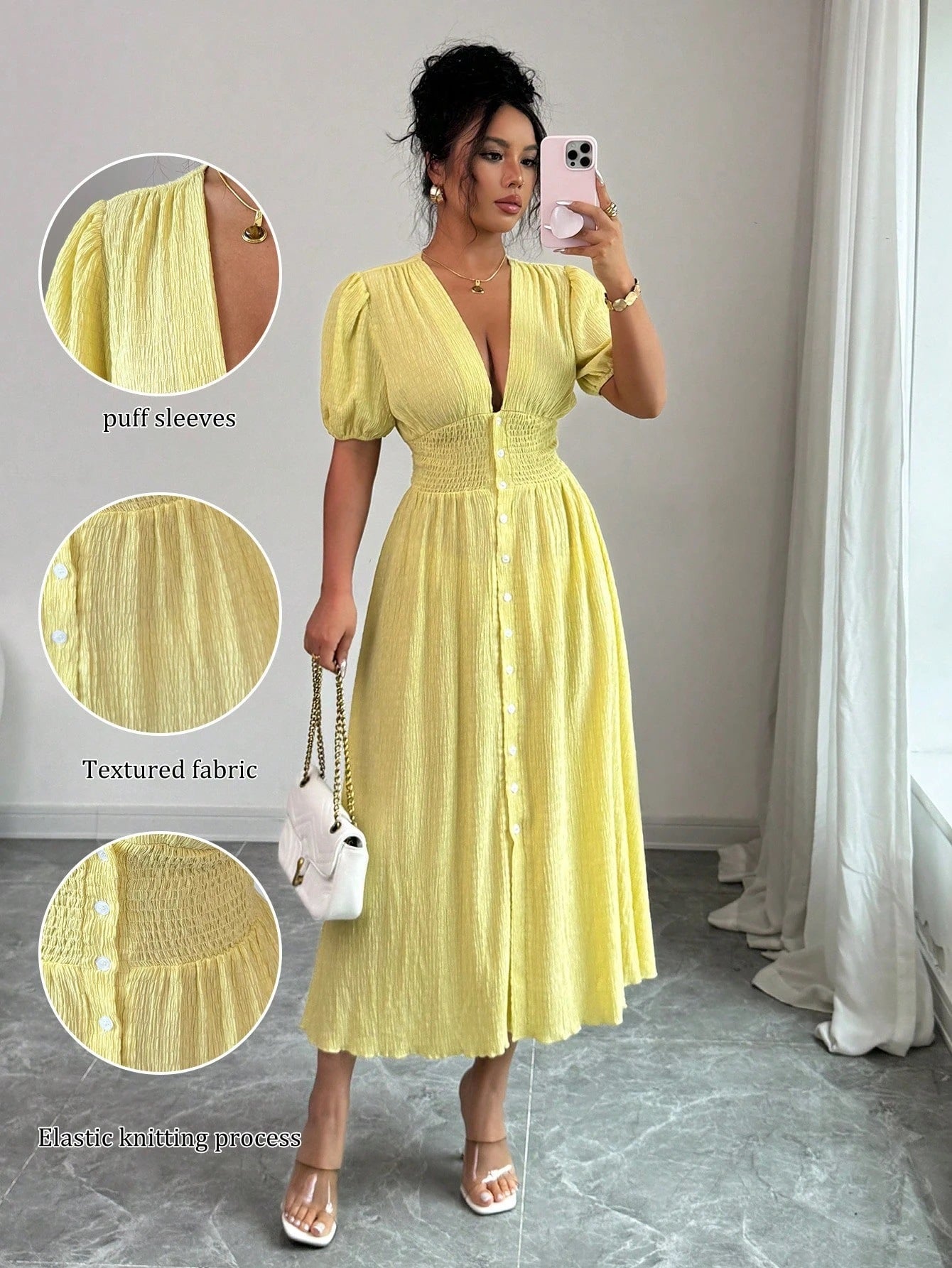 Women's Daily Life Elegant Collar Puff Sleeve Dresses