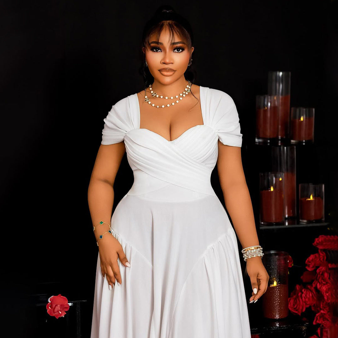 Women's Fashion Elegant Long Tube Collar Cinched Dresses