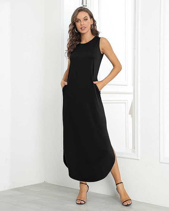 Women's Sleeveless Printed Dress Pullover Beach Long Dresses