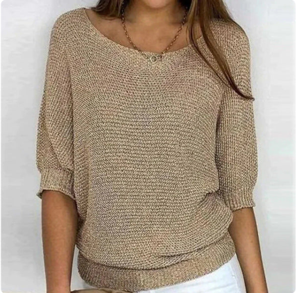 Women's Solid Color Round Neck Temperament Elegant Knitwear
