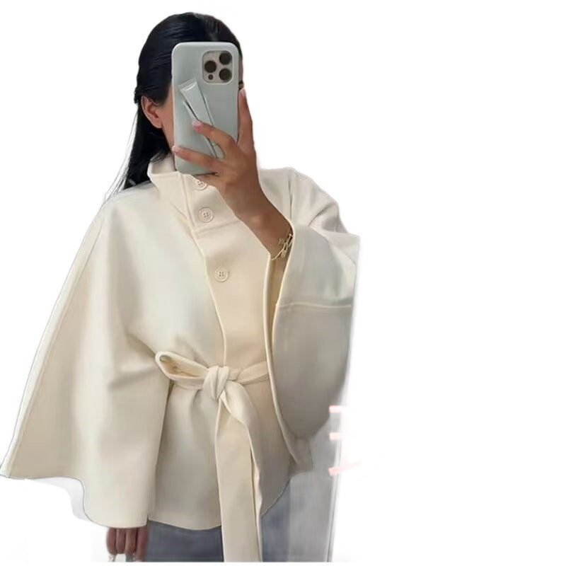 Women's High Quality Woolen Fashion Stand Collar Coats