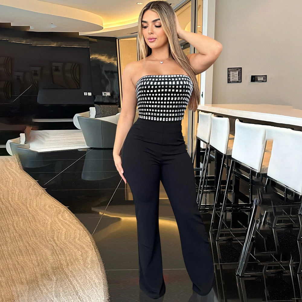 Women's Tube Sexy Fashion Rhinestone Trousers For Jumpsuits