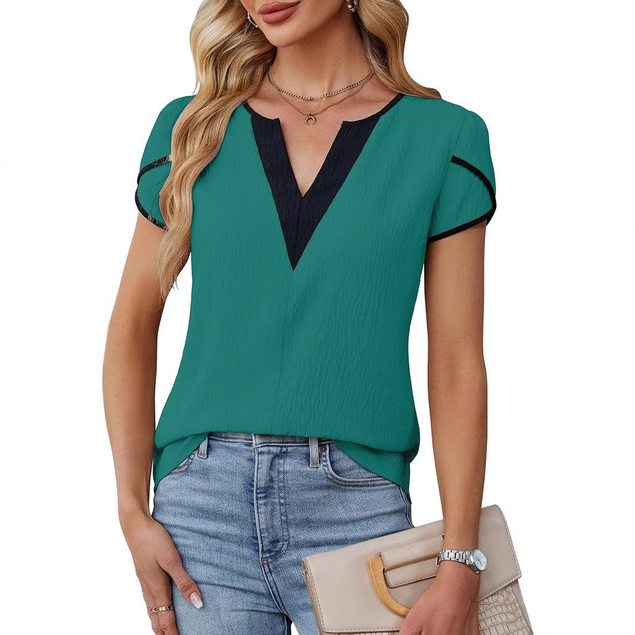 Women's Summer Fashion Petals Sleeve Shirt Female Blouses
